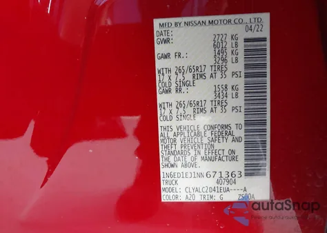 2022 Nissan Frontier Sv 4X2 z USA, uszkodzony, nr VIN 1N6ED1EJ1NN671363